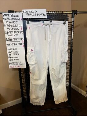 James Perse White Drawstring Cargo Pants